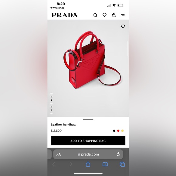 Red Prada Leather Handbag - Picture 7 of 9